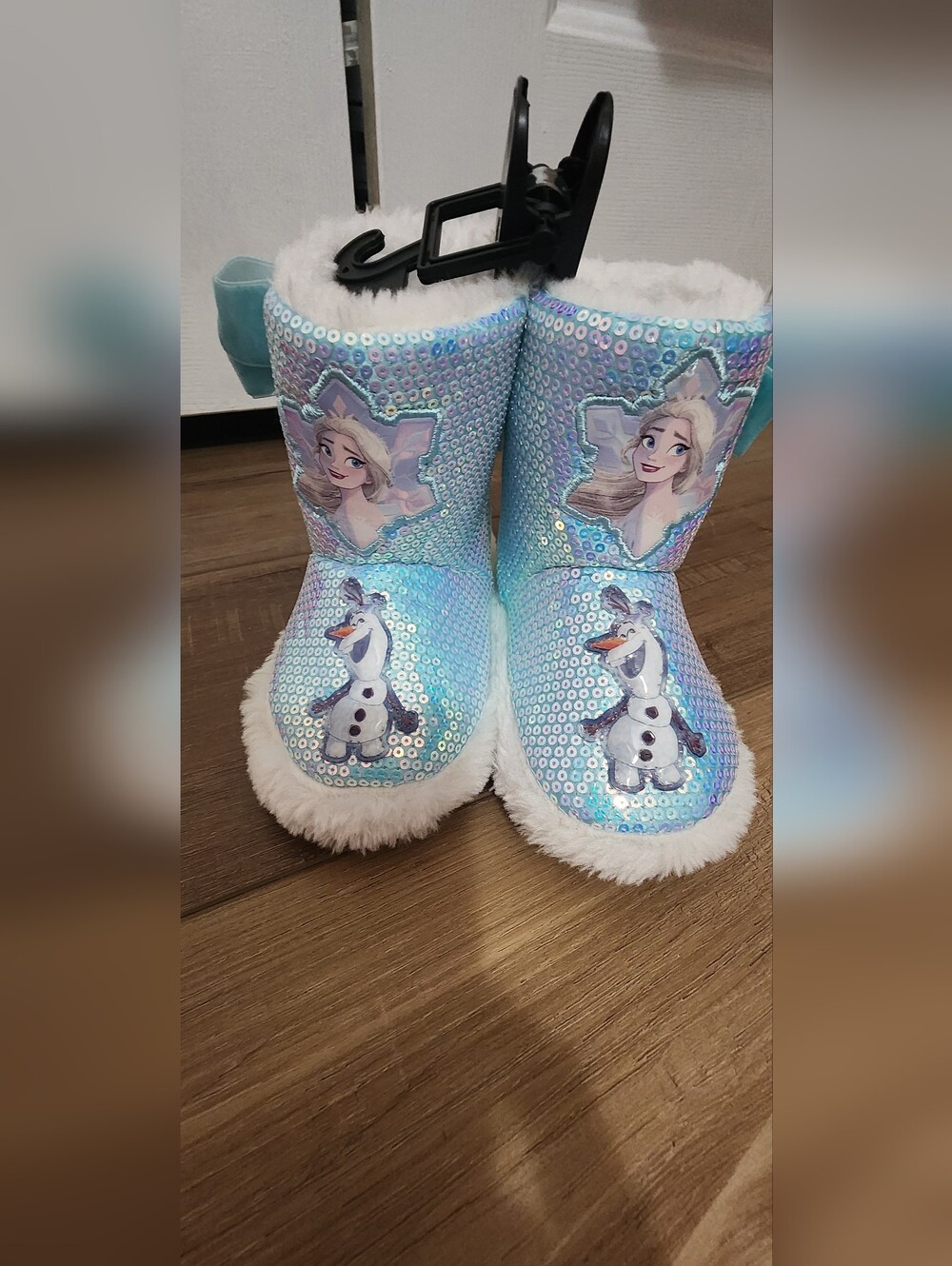 Toddler Girl Disney Frozen Sequin Boot Slippers Size 7-8 NWT